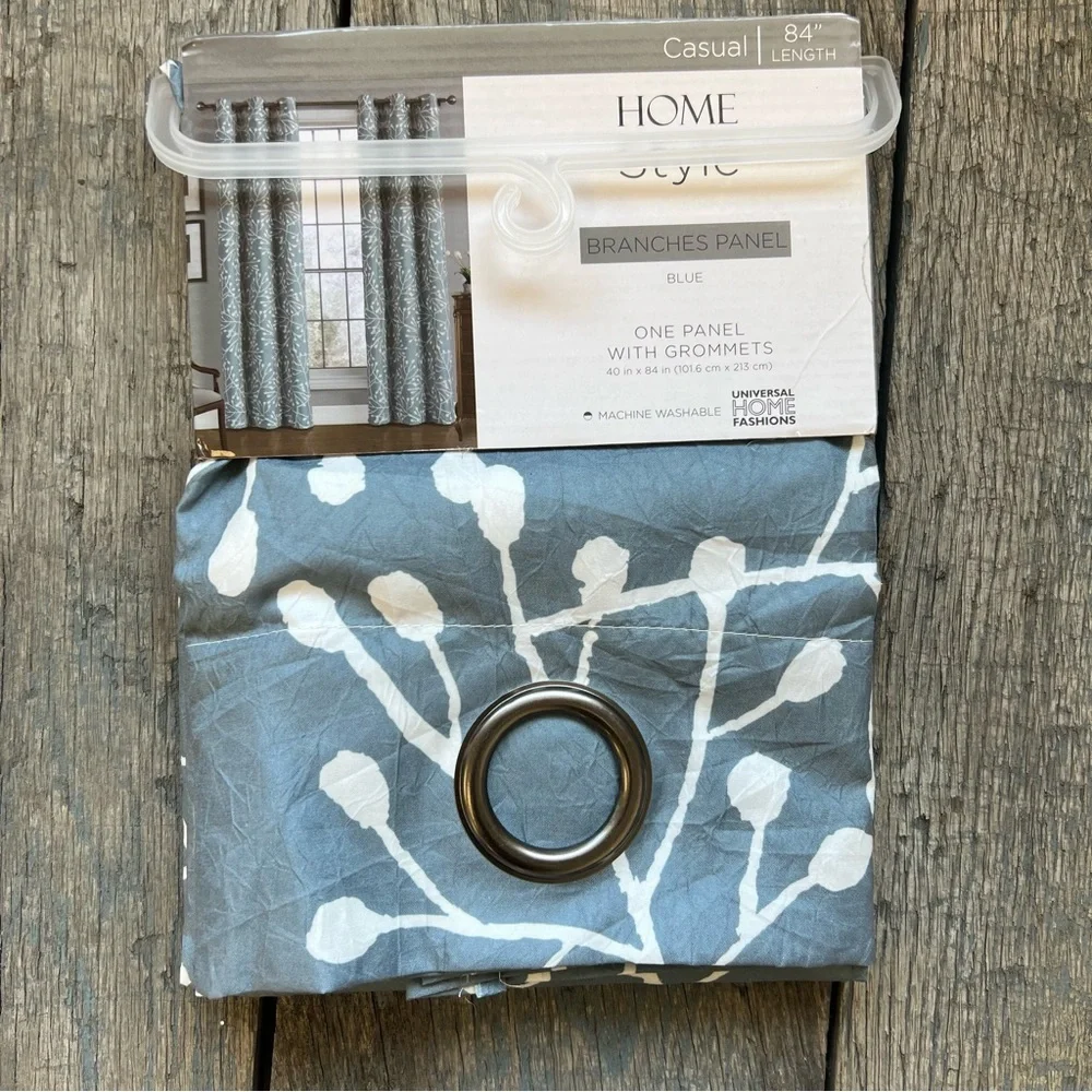 HOME STYLE Branches Grommet Curtain Panel Blue 40 in x 84 in NEW NWT